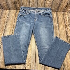 Old Navy Original Mid-Rise Bootcut Jeans Medium Wash Blue Denim Womens 14 Long